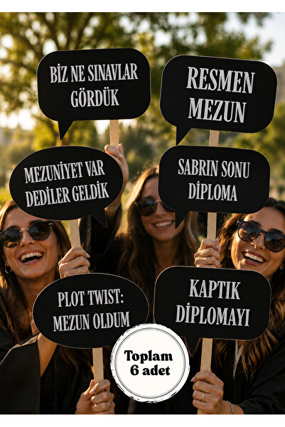 Funzee Mezuniyet Konuşma Balonu Seti 6’lı | Mezuniyet Photo Booth Pankartları...