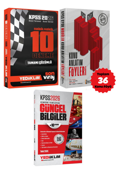 Yediiklim Yayınları KPSS 2026 Son Viraj Tüm Dersler 10 Deneme+ Konu Anlatım F...