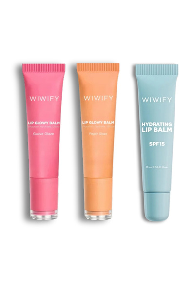 WIWIFY Lip Care Essentials Set, Hydrating Lip Balm + Guava Glaze + Peach Glaz...
