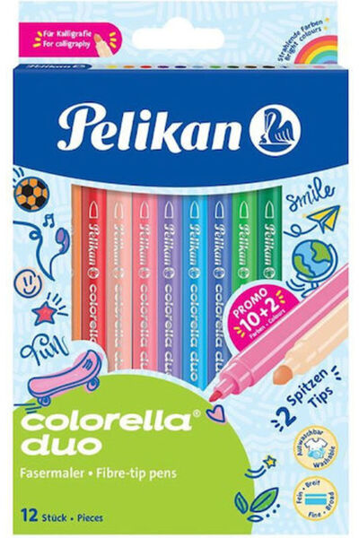 Pelikan Μαρκαδόροι Σχεδίου Colorella Duo με Λεπτή Διπλή Μύτη 1mm, Σετ 10 τεμα...