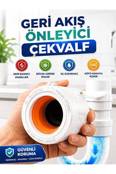 CinaMax Ø50 Lavabo Gideri Çekvalfli Koku ve Böcek Önleyici Adaptör