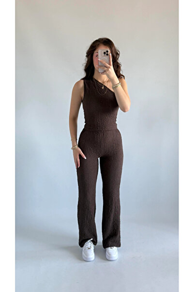 landoffashiontr One-Shoulder Bubble Fabric Top and Bottom Set