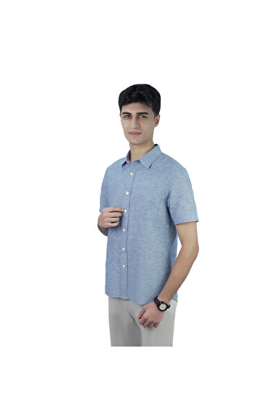 Giordano Men Slim Linen Blend Short Sleeve Shirt