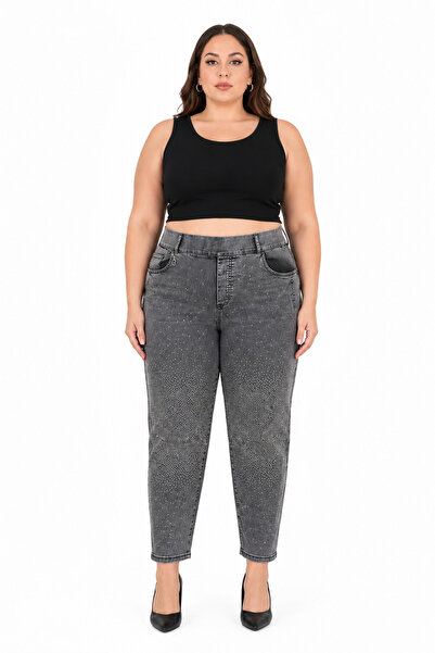 ZANESSİ FASHION Pantaloni de damă Mom, din denim Lycra, cu talie înaltă și de...