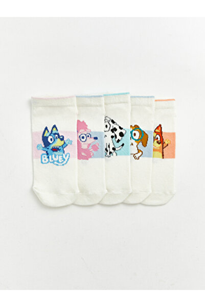 LC Waikiki Rmz Gi̇yi̇m Farkiyla Bluey Licensed Girls' Booties Socks 5-Pack