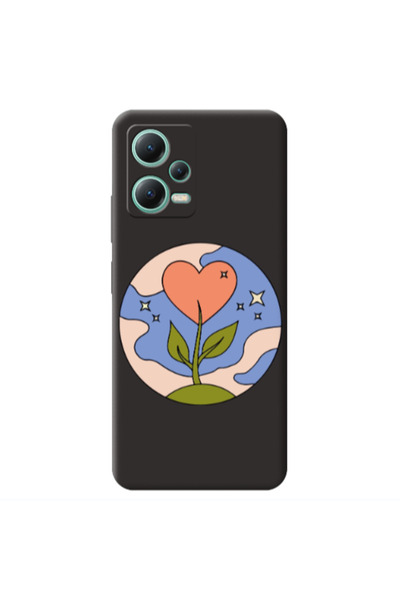 Other Xiaomi Redmi Note 12 Pro 5G Hearted Flower Black Colored Silicone TPU Θήκη