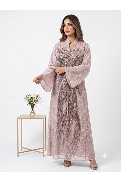 DAY BY DAY Fully Embroidered Front Lined Jalabiya with Stylish Waist Belt