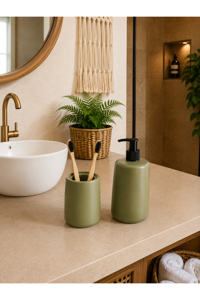 Zigzag Home Decorative Bohemian Style 2 Piece Bathroom Set Liquid Soap Dispen...
