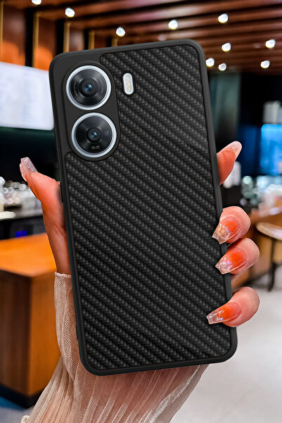 POCO XIAOMİ X7 Pro Uyumlu Karbon Fiber Dokusu Desenli Parlak Baskılı Kamera K...