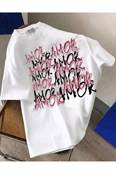 LELVANİ TRICOU DE DAMĂ CU GULER ROTUND ȘI IMPRIMAT PE FAȚĂ AMOR