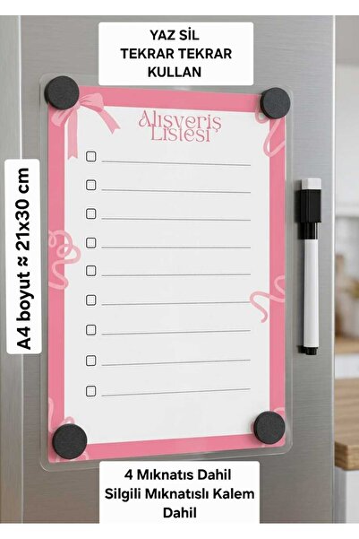URDE Yaz Sil Alışveriş Listesi Magnet-A4-Mıknatıslı Planlayıcı Pano-Alışveriş...