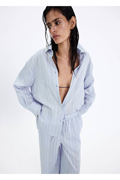 MANGO Woman Düz çizgili pantolon