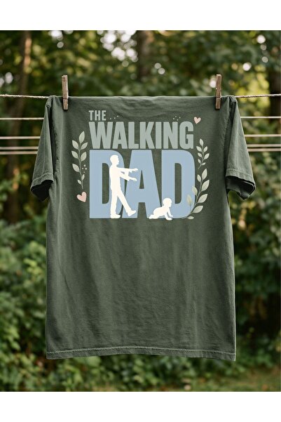 Moodline52 The Walking Dad Baskılı Oversize Unisex Tişört | Yeni Baba Hediyesi |