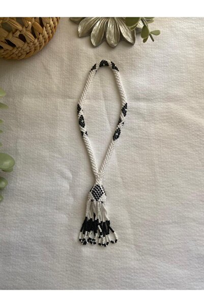 Handmade KUM BONCUK EL İŞİ SİYAH BEYAZ SALLAMA TESBİH