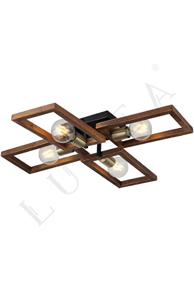 LUCEA Era 4 Lü Antik Lak Siyah Plafonyer Avize