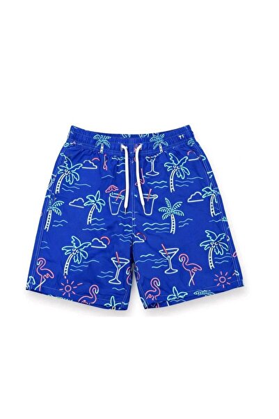 aykidsclup Boy's Patterned Tropical Summer Themed Shorts with Double Zipper P...