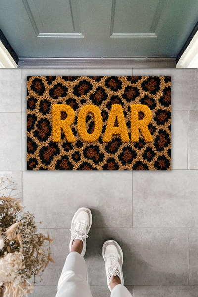 Dormot Dekoratif Dijital Paspas Kişiye Özel Tasarım ROAR Leopar Desene Kapı Ö...