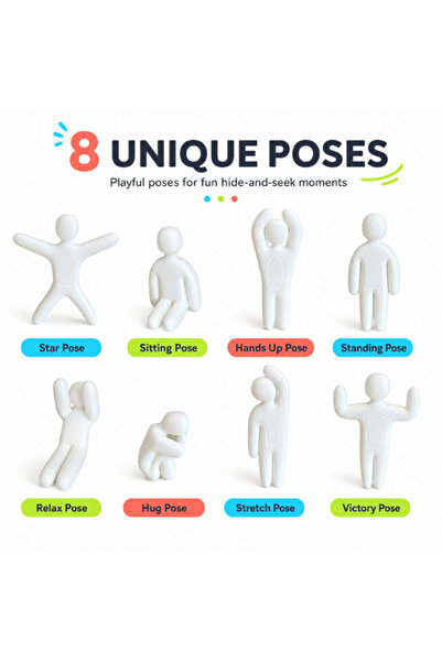 Lulu's Prints Set 8 figurine Meccha Chameleon, Hide and Seek Challenge, 8 pozitii, alb, plastic, printata 3D, 80x36x10 mm