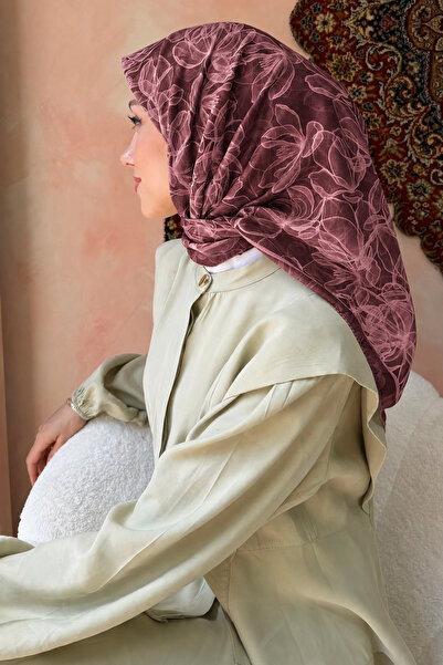 İmajButik Mürdüm Desenli Soft Eşarp