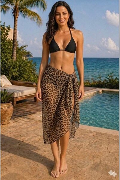 Maison La Femme Tied Leopard Chiffon Alaçatı Pareo