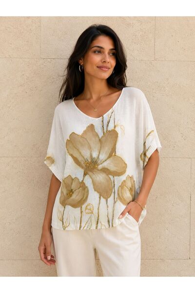 AGORATEKSTİL Women's New Season Digital Mercerized Blouse 40-46