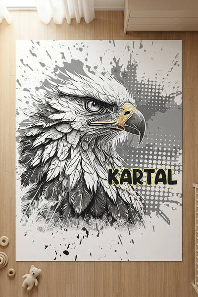 Homamia İsme Özel 7mm Dijital Baskı Çocuk Halısı Kartal