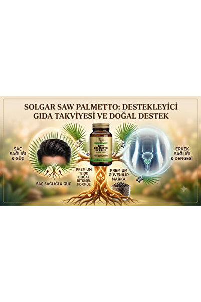 Solgar Saw Palmetto Berries 100 Kapsül - Erkeklere Özel Destekleyici Gıda Tak...