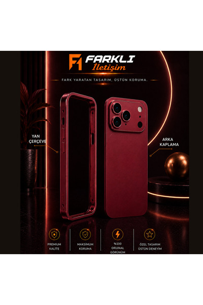 FARKLI İLETİŞİM İPH 13 PRO MAX İÇİN 18 PRO MAX BORDO DÖNÜŞÜM SETİ ARKA KAPLAM...