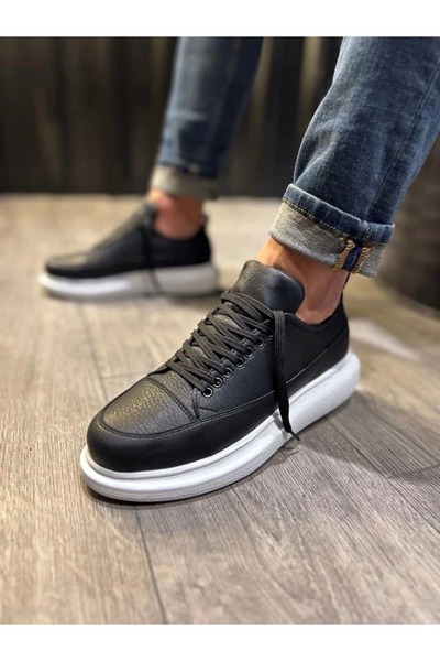 Zapatos حذاء رياضي كاجوال للرجال من KN914 Drake مصنوع من الجلد باللون الأسود CBT