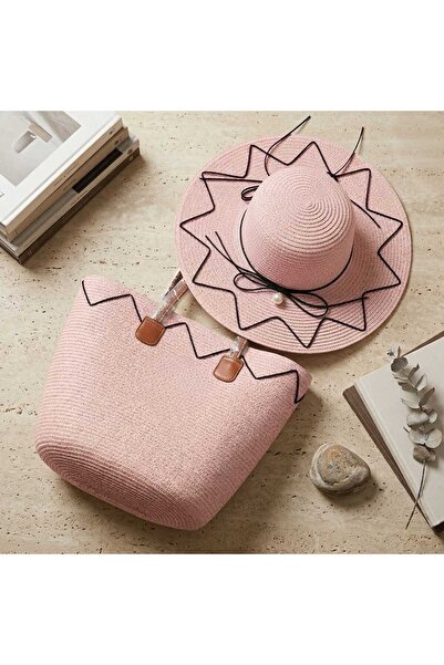 Generic TOP Choice Elegant Woven Straw Beach Tote Bag with Matching Wide-Brim...