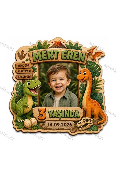 Minart 25 Adet Fotoğraflı Doğum Günü Magneti, Dinozor Maceralı Temalı Dinozor...