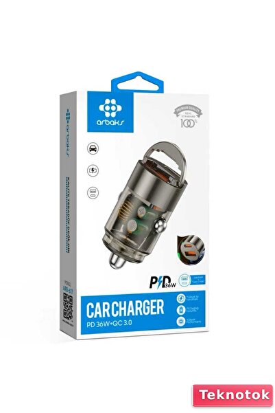 TEKNOTOK Arbaks ARB-617 36W PD QC3.0 Çift Çıkışlı Hızlı Araç Şarj Cihazı