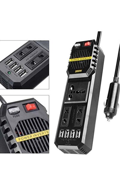 ELTRAZONE 200W Power Inverter, DC 12V to AC 220V Car Power Inverter with 4 US...