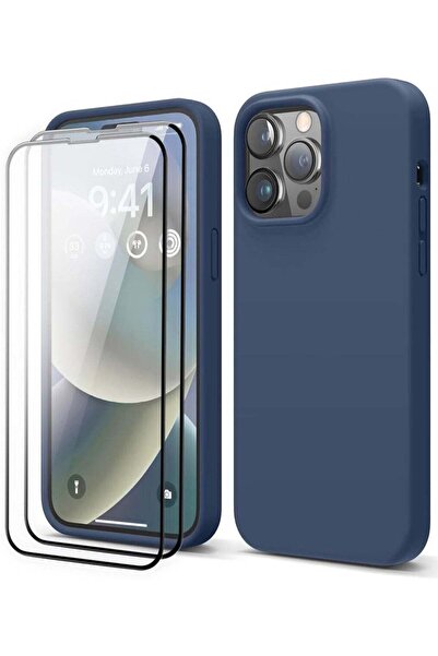 ELTRAZONE [3-in-1] iPhone 15 Plus Case Bundle – Navy Blue Liquid Silicone Sho...