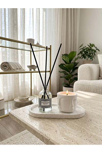 LALEZEN HOME Beyaz Stant havelka mum & Japon kirazı çiçeği koku 50ml