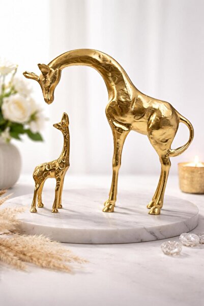 ersu store 24cm Zürafa Ve Yavrusu Aile Temalı Dekoratif Obje Figür Biblo Ev O...