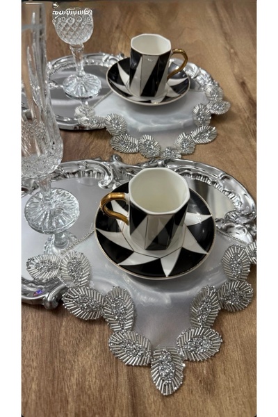AHİR TİCARET Handmade Coffee Serving-Networking Napkin Square Model 6 Pieces