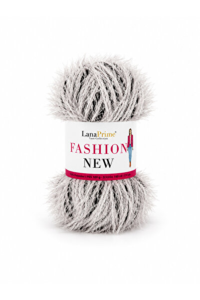 Lanaprime Fashion-New Eyelash Yumoş Νήμα Πλεξίματος Φαντασίας - 141 Γκρι Λευκό