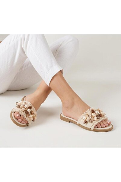 MÜJERİL'S Maris Women's Special Design Sea Shell Detailed Summer Slippers Wom...