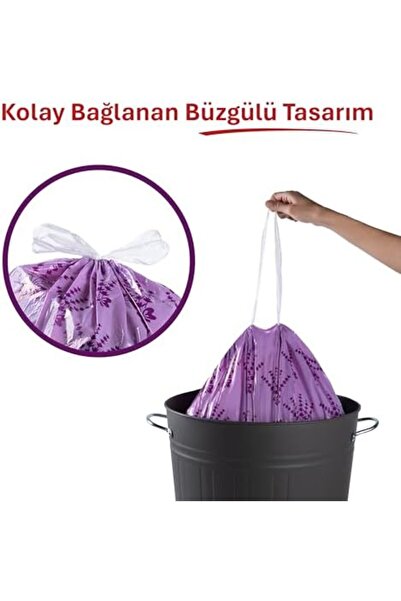 Yıldızan 3K_Store Lavender Scented Medium Size Drawstring Garbage Bag 15-Pack...