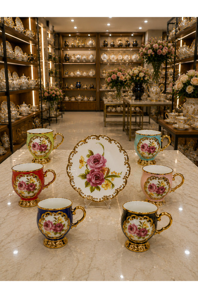 Generic Brand Porcelain coffee cup set for 6 people