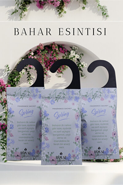ROYAL MUM Spring (Bahar Esintisi) 3'lü Askılı Dolap ve Çekmece Koku Kesesi - ...