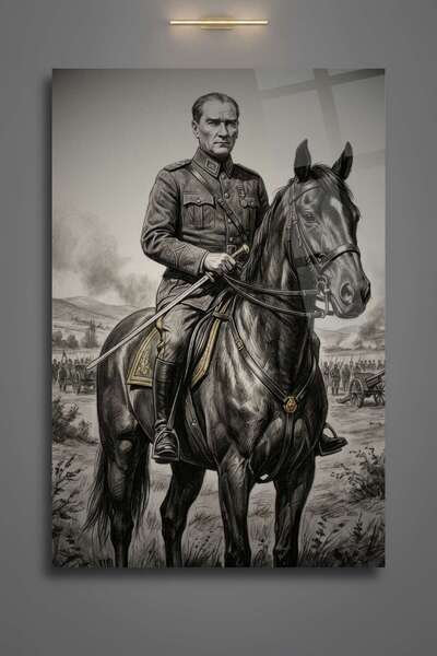 HMDS CONCEPT Tablou Mustafa Kemal Atatürk, Tablou din sticlă rezistentă la sp...