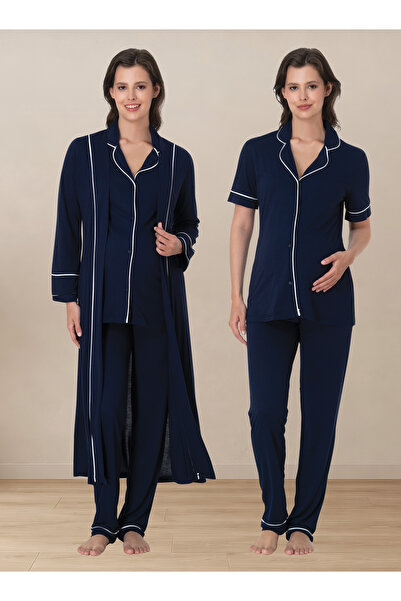 ByLohusa Buttoned Breastfeeding Short Sleeve Maternity Pajama and Dressing Go...