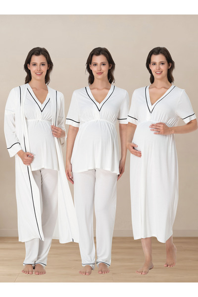 ByLohusa Pregnancy and Postpartum Period Cotton Set 4 Pieces Effortt - Ecru
