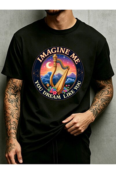 BASEPULSE تي شيرت رجالي أنيق، تصميم Imagine Me Dream Like You Harp، ملابس كاج...
