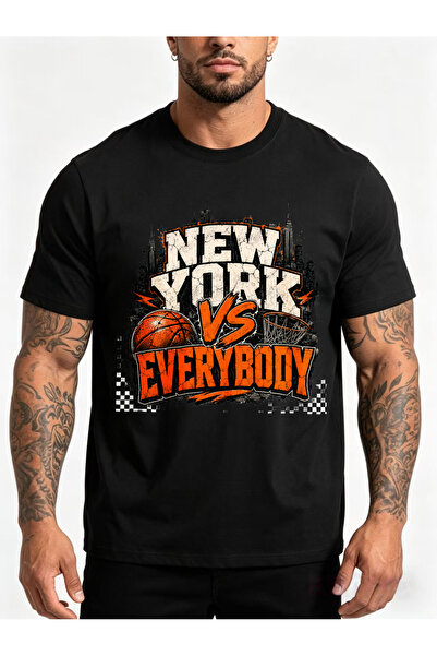 BASEPULSE تي شيرت رجالي بتصميم كرة السلة من New York Vs Everybody - تي شيرت ك...