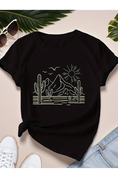 BASEPULSE Minimalist Desert Landscape Women's S Short Sleeve T-Shirt