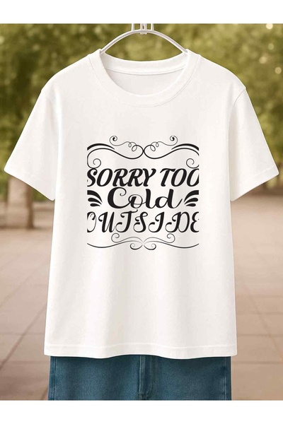 NOURAM تي شيرت رجالي أبيض بطبعة "Sorry Too Outside" - قطن 100%، 180 جرام، أكم...