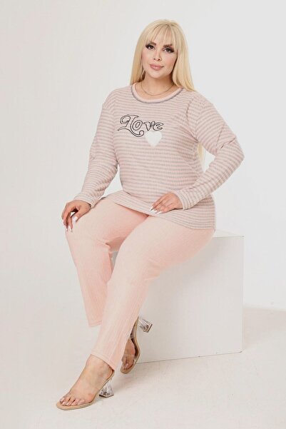 Fulla Moda Love Embroidered Plus Size Pajama Set